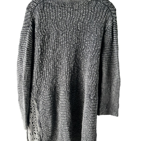 Free People Eyelet Lace Slit Ribbed Cardigan Long Grey Size Xsmall - Picture 5 of 5